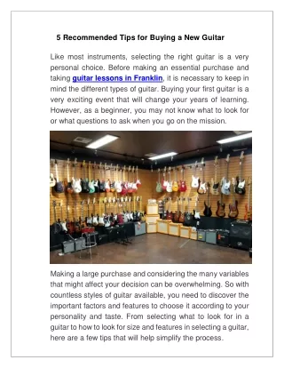 5 Recommended Tips for Buying a New Guitar