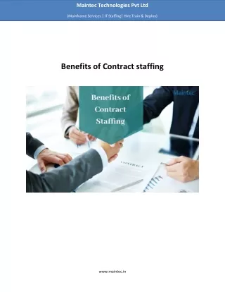 Benefits of Contract Staffing - Maintec
