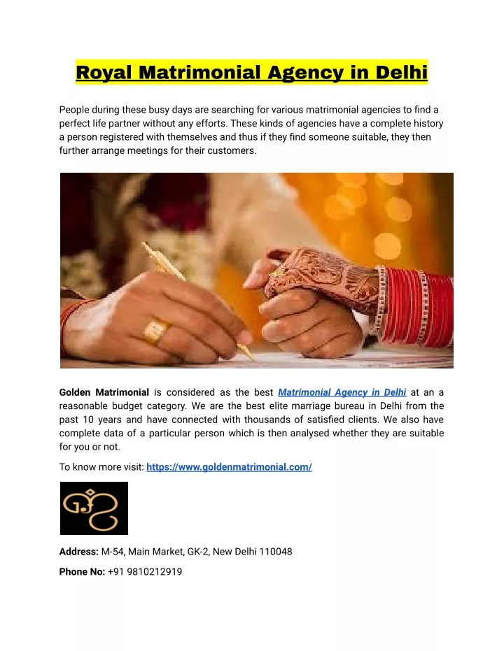 royal matrimonial agency in delhi