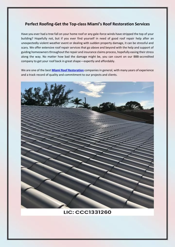 perfect roofing get the top class miami s roof