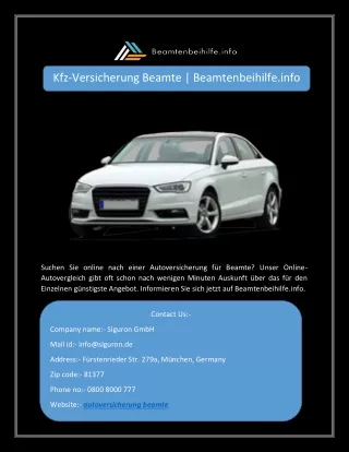 kfz versicherung beamte beamtenbeihilfe info