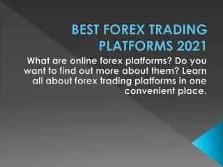 Best Forex Trading Platforms 2021
