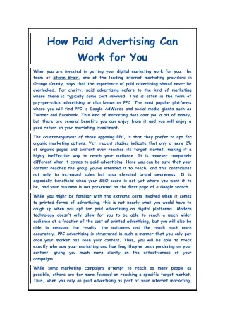 how paid advertising can work for you