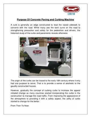 purpose of concrete paving and curbing machine