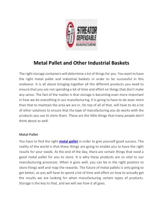 metal pallet and other industrial baskets