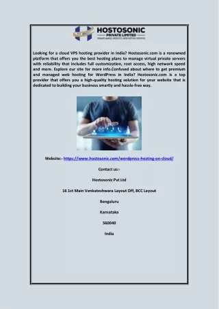 WordPress Website Hosting Provider India  Hostosonic.com