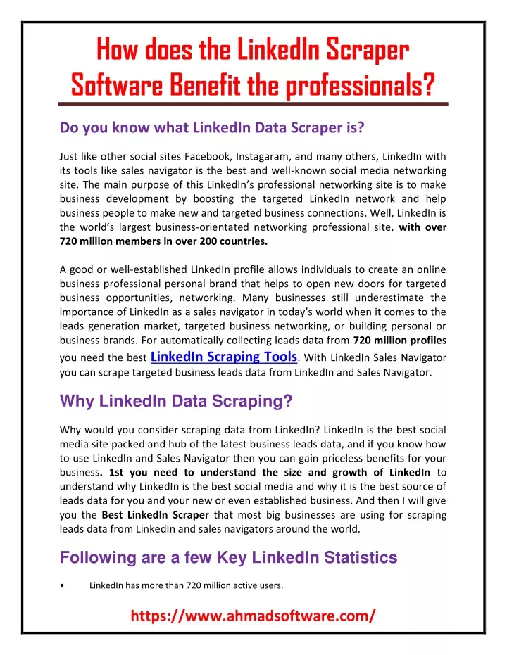 how does the linkedin scraper software benefit