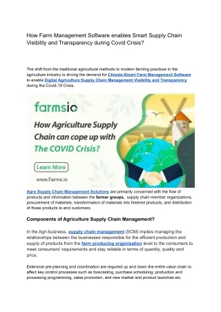 How Farm Management Software enables Smart Supply Chain Visibility and Transparency during Covid Crisis_