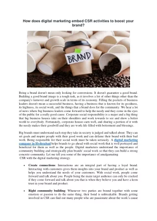 how does digital marketing embed csr activities