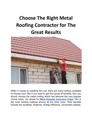 choose the right metal roofing contractor