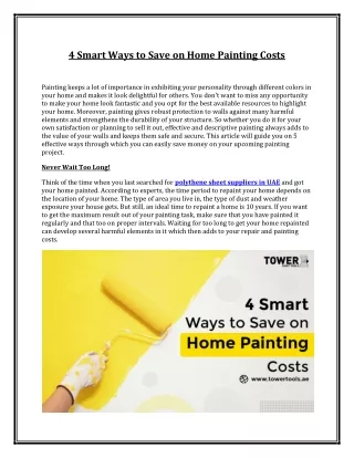 4 smart ways to save on home painting costs
