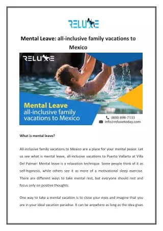 Mental Leave all-inclusive family vacations to Mexico