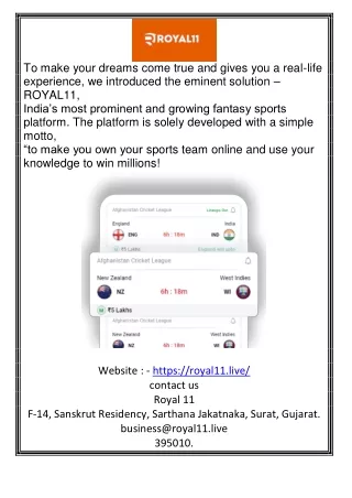 online fantasy sports royal11.live