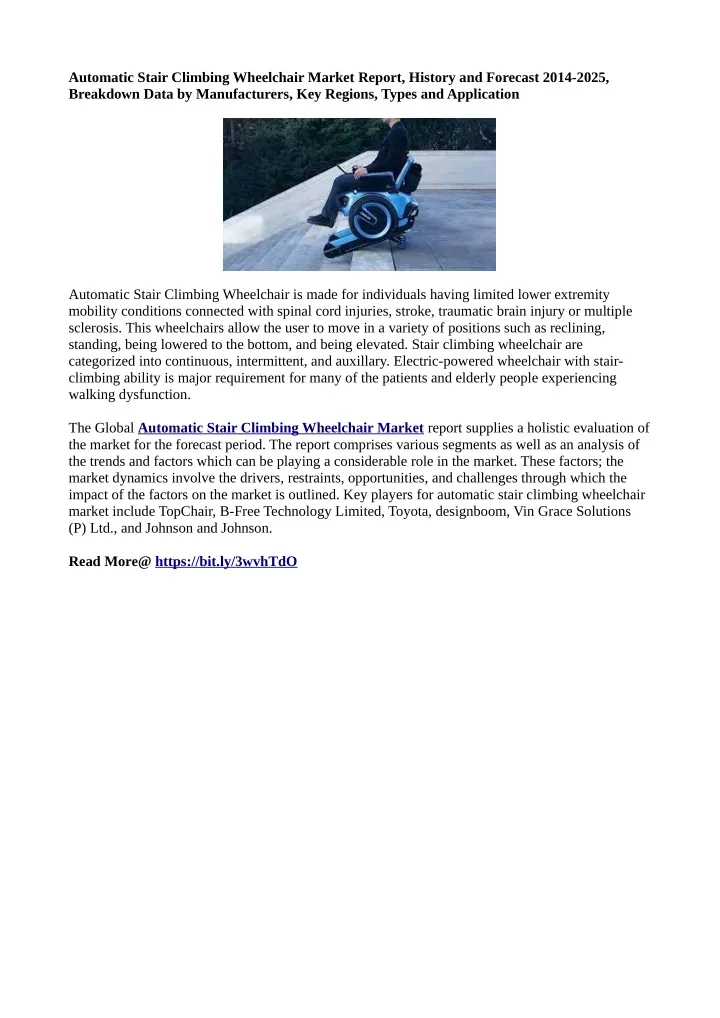 automatic stair climbing wheelchair market report