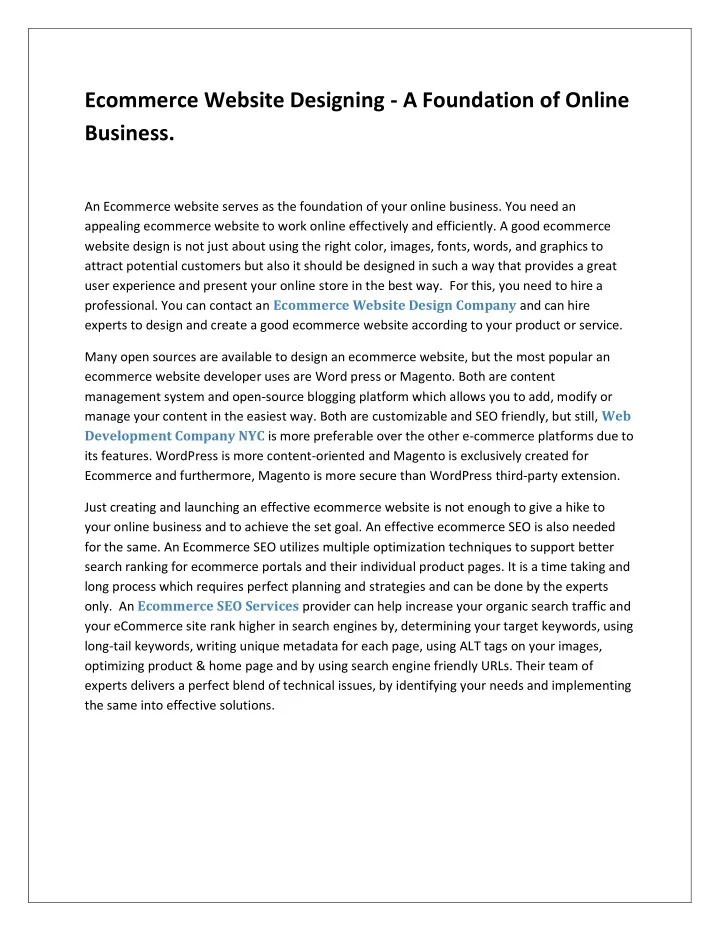 PPT - Ecommerce Website Designing - A Foundation of Online Business ...