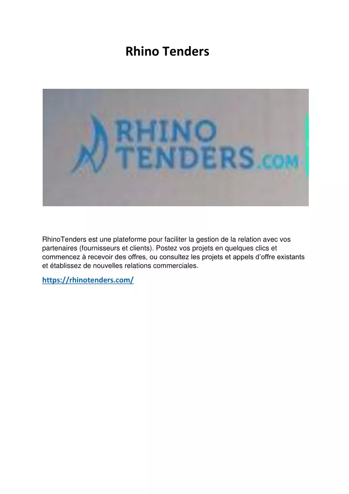 rhino tenders