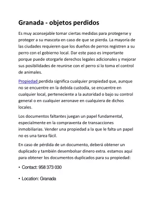 granada objetos perdidos