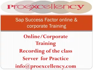 Sap Success Factor online & corporate Training