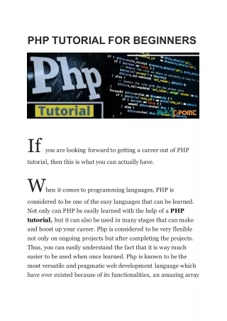 PHP TUTORIAL FOR BEGINNERS