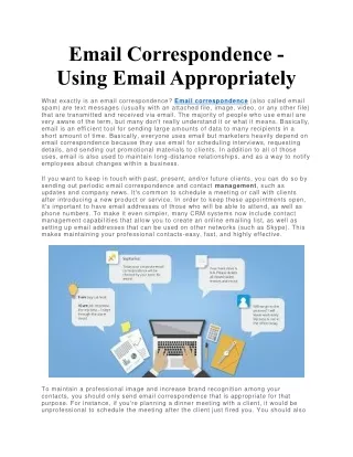 email correspondence using email appropriately