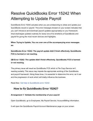 Resolve QuickBooks Error 15242 When Attempting to Update Payroll