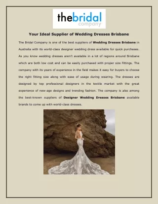 Your Ideal Supplier of Wedding Dresses Brisbane