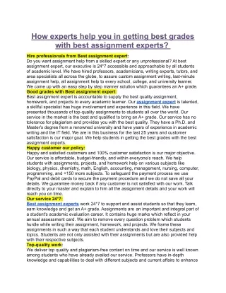 How experts help you in getting best grades with best assignment experts