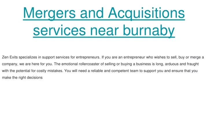 mergers and acquisitions services near burnaby
