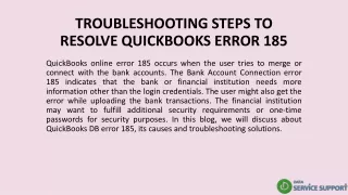 troubleshooting steps to resolve quickbooks error 185
