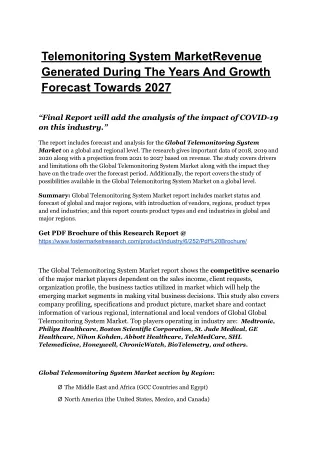 telemonitoring system marketrevenue generated