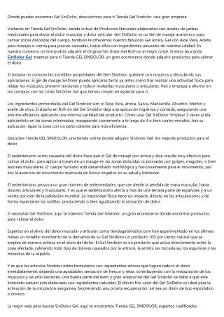 La mejor web para informarse sobre SinDolor Gel, traemos para ti Tienda Gel Sind