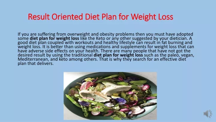 result oriented diet plan for weight loss
