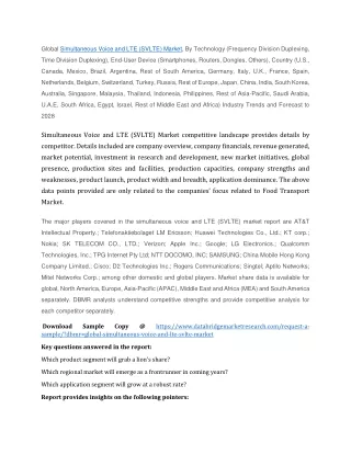 global simultaneous voice and lte svlte market