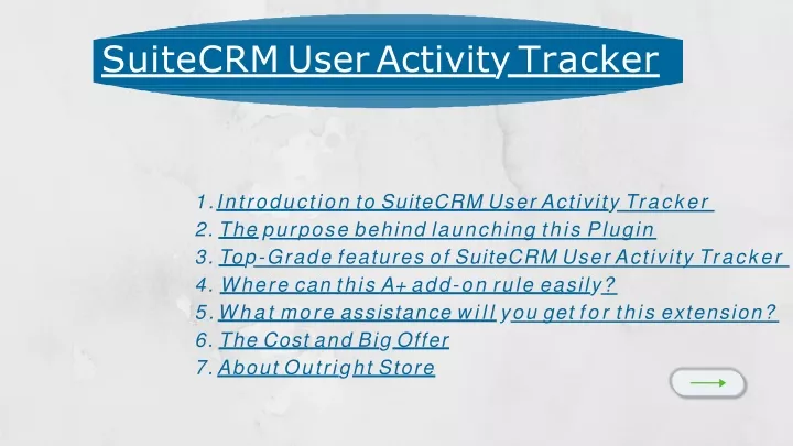 suitecrm user activity tracker