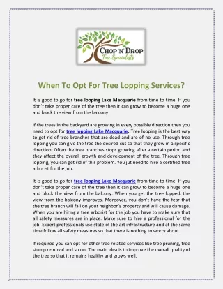 when to opt for tree lopping services