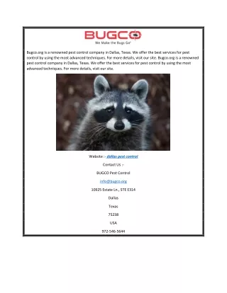 Dallas Pest Control Bugco.org