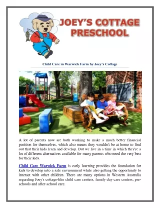child care in warwick farm by joey s cottage