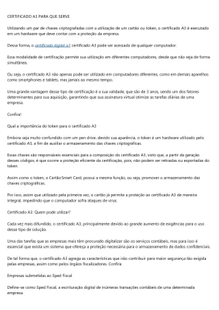 certificado a3 para que serve