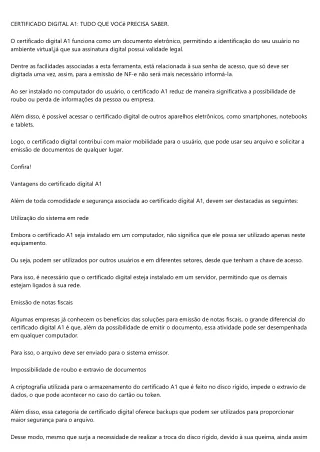 certificado digital a1 tudo que voc precisa saber