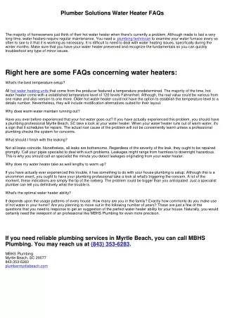 Plumbing Professional Responses Hot Water Heater FAQs