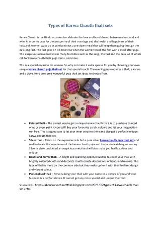 types of karwa chauth thali sets