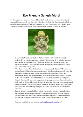 eco friendly ganesh murti