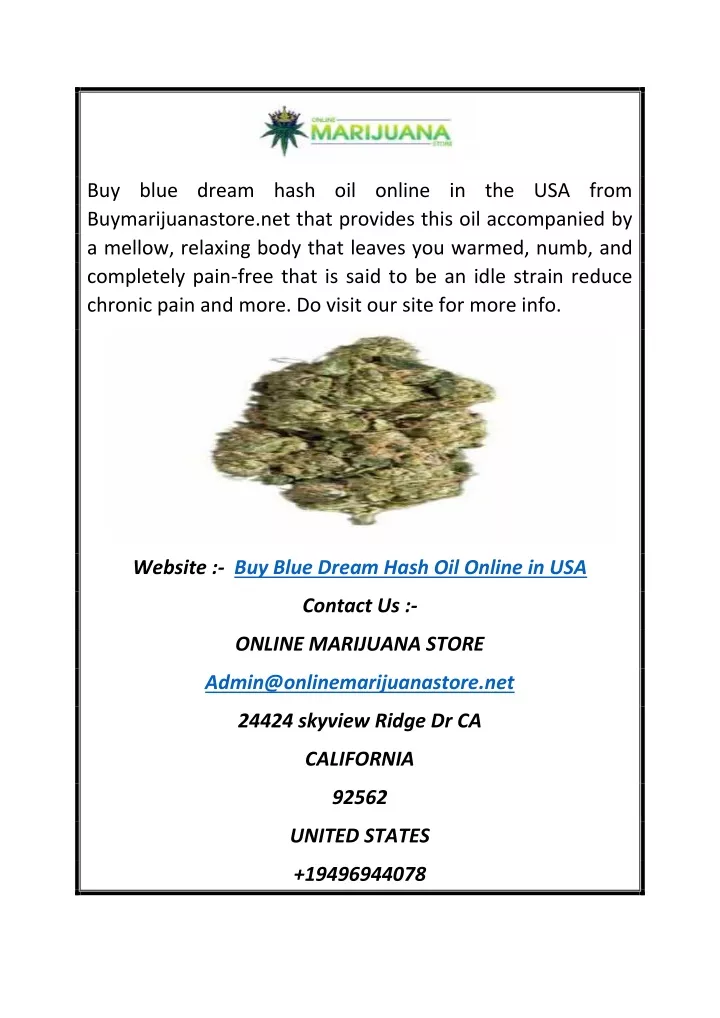 buy blue dream hash oil online in the usa from