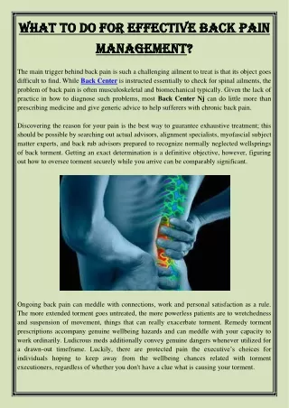 what to do for effective back pain what