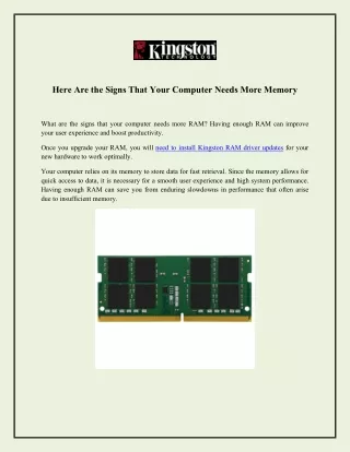 here are the signs that your computer needs more