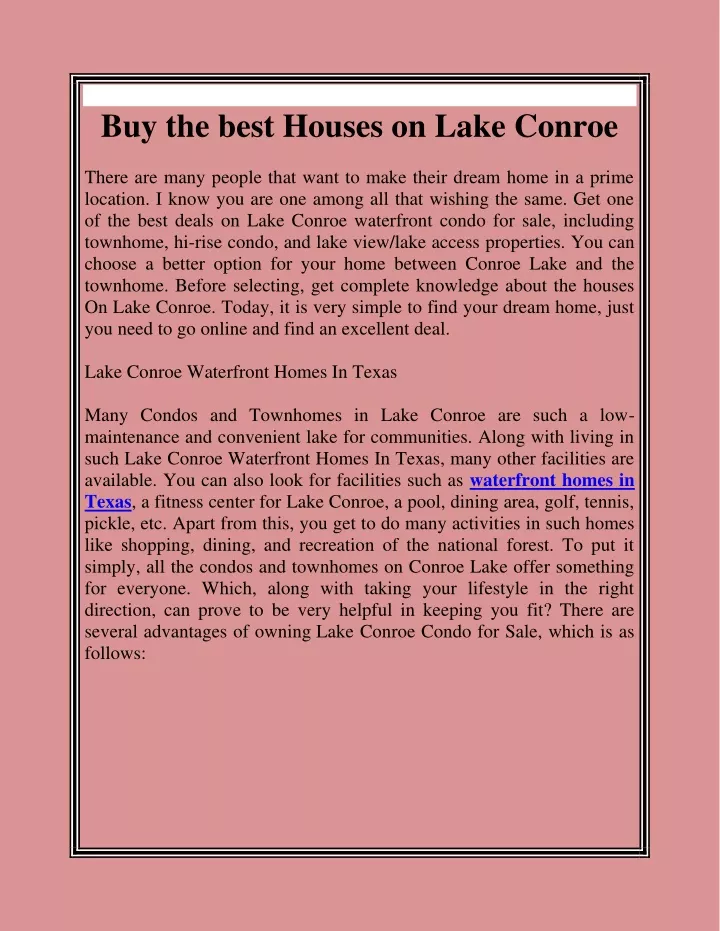 buy the best houses on lake conroe