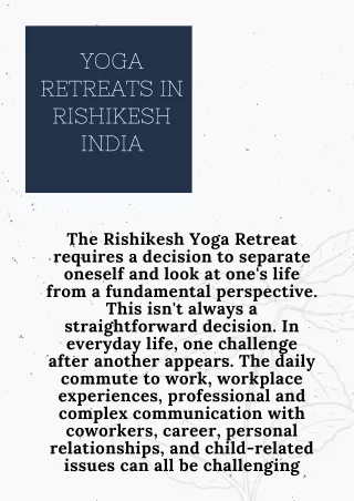 Yoga Retreats in Rishikesh India