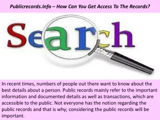 Publicrecords.Info – How Can You Get Access To The Records?