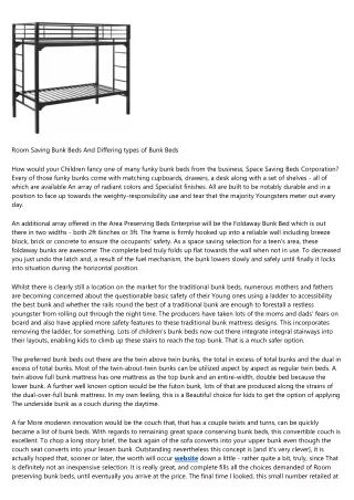 room saving bunk beds and differing types of bunk
