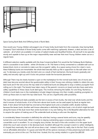 House Conserving Bunk Beds And Differing types of Bunk Beds